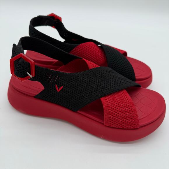Vivaia Kara AdaptAll Sport Ruby Red Black Knit Comfort Lightweight Sandals 8.5 - Picture 1 of 8